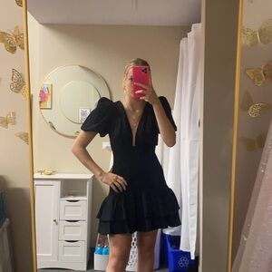 Hello Molly black puff sleeve dress